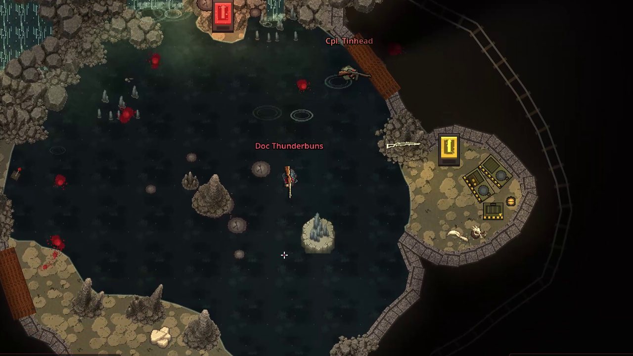 The Undermine, an underground lake with waterfalls and a perk machine on the shore